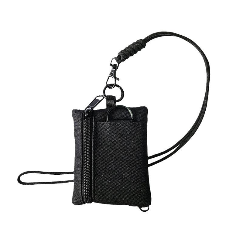 Pánská venkovní malá taška na krk s držákem na karty, mincovníkem, držákem na klíče, kapsou na Bluetooth sluchátka a šňůrkou pro studenty a seniory