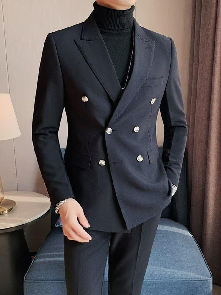 Men's Double-Breasted Casual Suit Dress - 2024 Autumn/Winter Collection