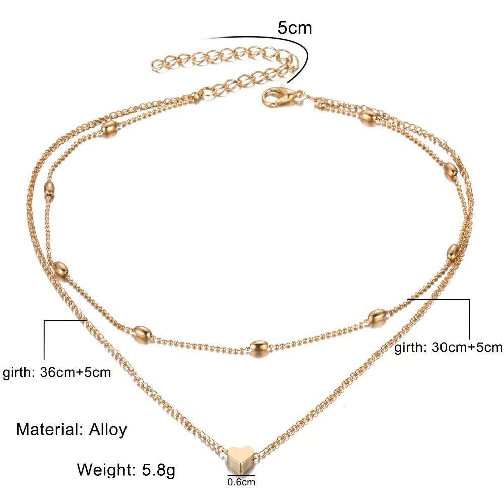 Fashion Stylish Multilayer Chain Pendant Necklace for Women and Girls Minimalist Heart Star Bohemian Crystal Choker Necklace