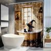 1pc Witch and Cat Bathtub Scene Shower Curtain - Mysterious Halloween Theme with Magical Elements, Polyester Material