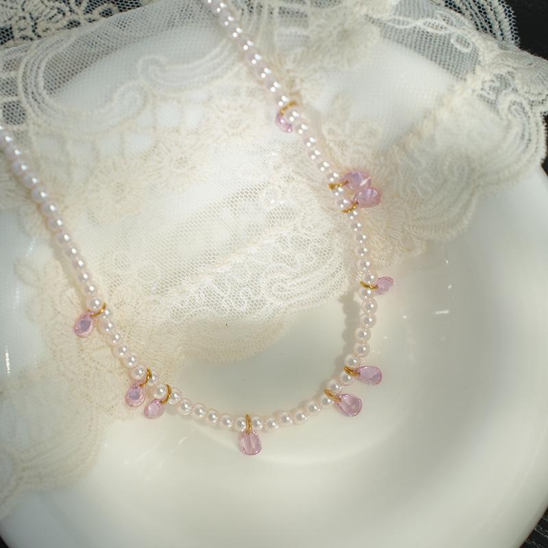 

Pearl zircon water drop necklace simple and sweet personality collarbone chain versatile fashion temperament jewelry women
