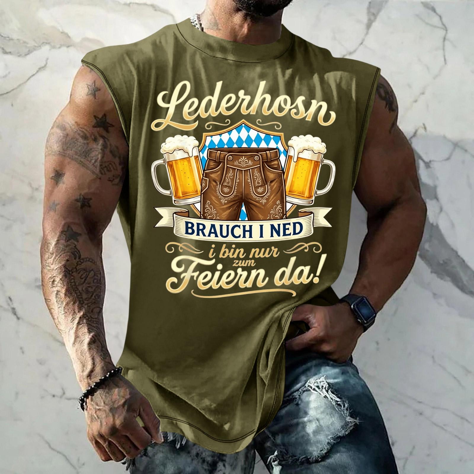 

Men Sleeveless Tank Top Loose Fit Casual Streetwear Summer Muscle Shirt Beer Festival Graphic Print Vacation Daily Wear L армия зеленый