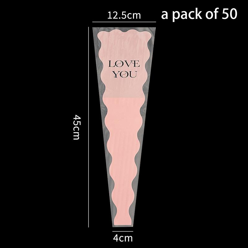 50 Pcs Iridescent Single Rose Sleeves DIY Transparent Flower Wrapping Bag Floral Material Packaging Waterproof