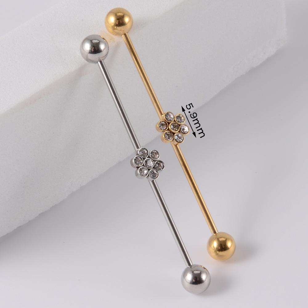 YW Industrielle Barbell Ohrringe Piercing Schmuck Chirurgischer Edelstahl Scaffold Piercings CZ Bar für Damen Herren