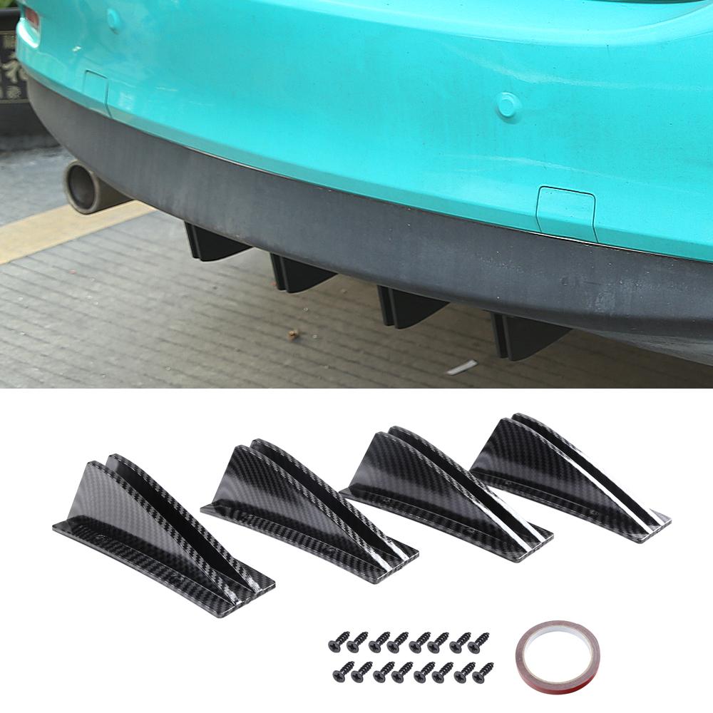 

New 4Pcs Universal Lip Spoilers Car Modified Rear Bumper Diffusers Carbon Fiber Look