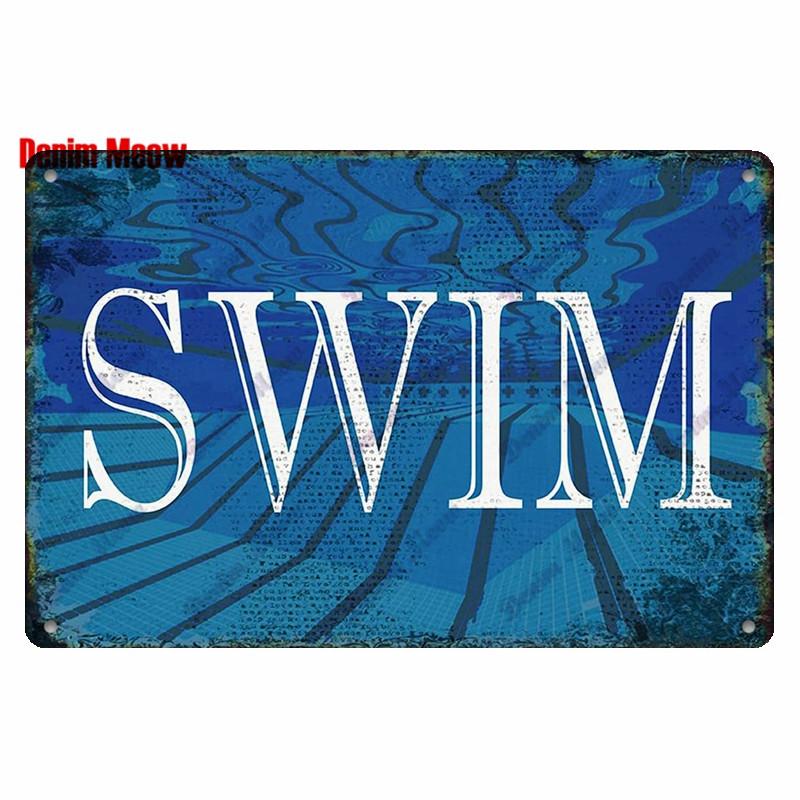 Retro Pool Rules Metal Sign Tin, Vintage Summer Swim Happy Place Plates, Wall Sign, Bar & Grill, Pub Decor, WY51