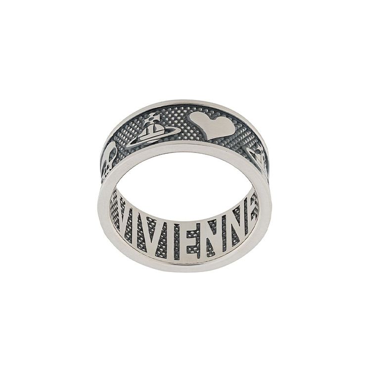 Vivienne Westwood Kingston Saturn Skull Relief Logo Metal Ring Men rings 6404008001Q001 M