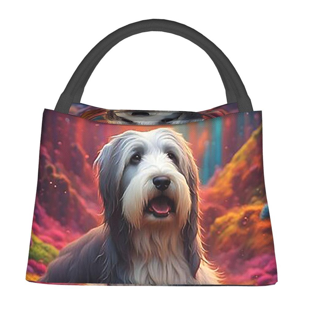 Bearded Collie Dog In Colorful Nature Insulated Lunch Bag for Women Children Portable Food Boxes Thermal Lunch Box Tote