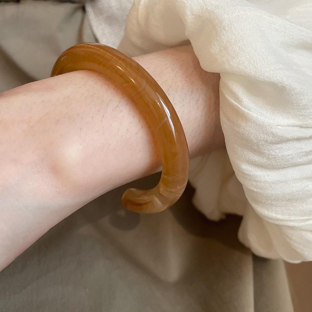 Circular Geometric Resin Bangle Europe American Style Retro Hand Ring Opening Bracelet  Girls