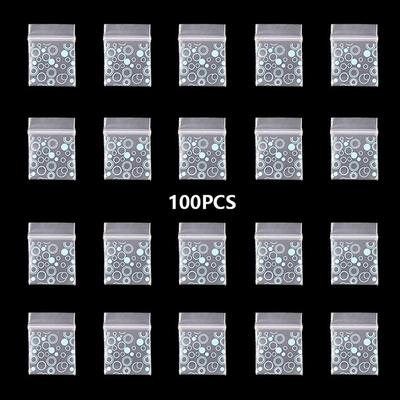 100 Uds pequeña bolsa Ziplock sonrisa cráneo patrón bolsa de almacenamiento portátil transparente