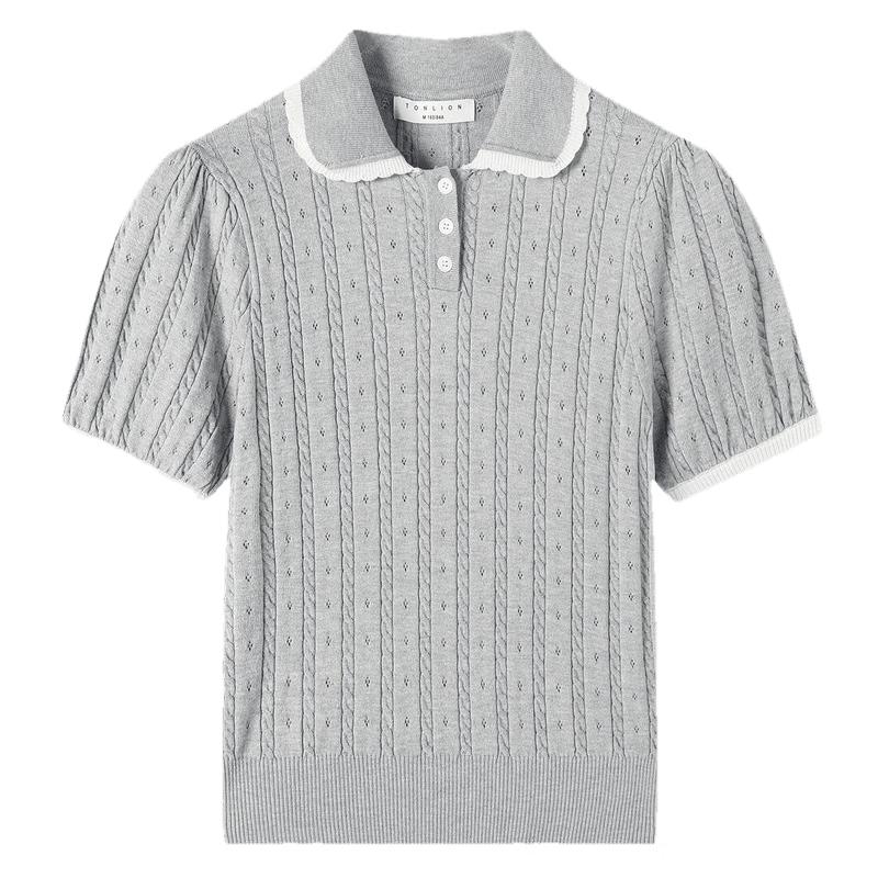 TonLion Women's Summer POLO Knit Top