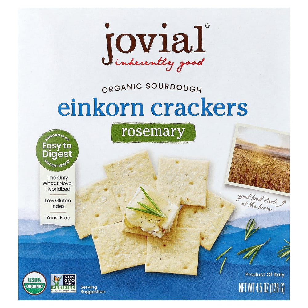 

Jovial Sourdough Einkorn Crackers, Rosemary Flavor, 128g (4.5oz)
