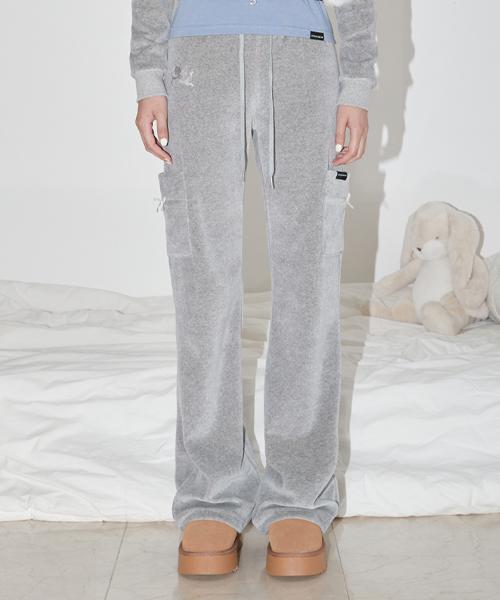 ZIZEMUSEUM Velvet Training Boots Cut Pants (Melange Gray)