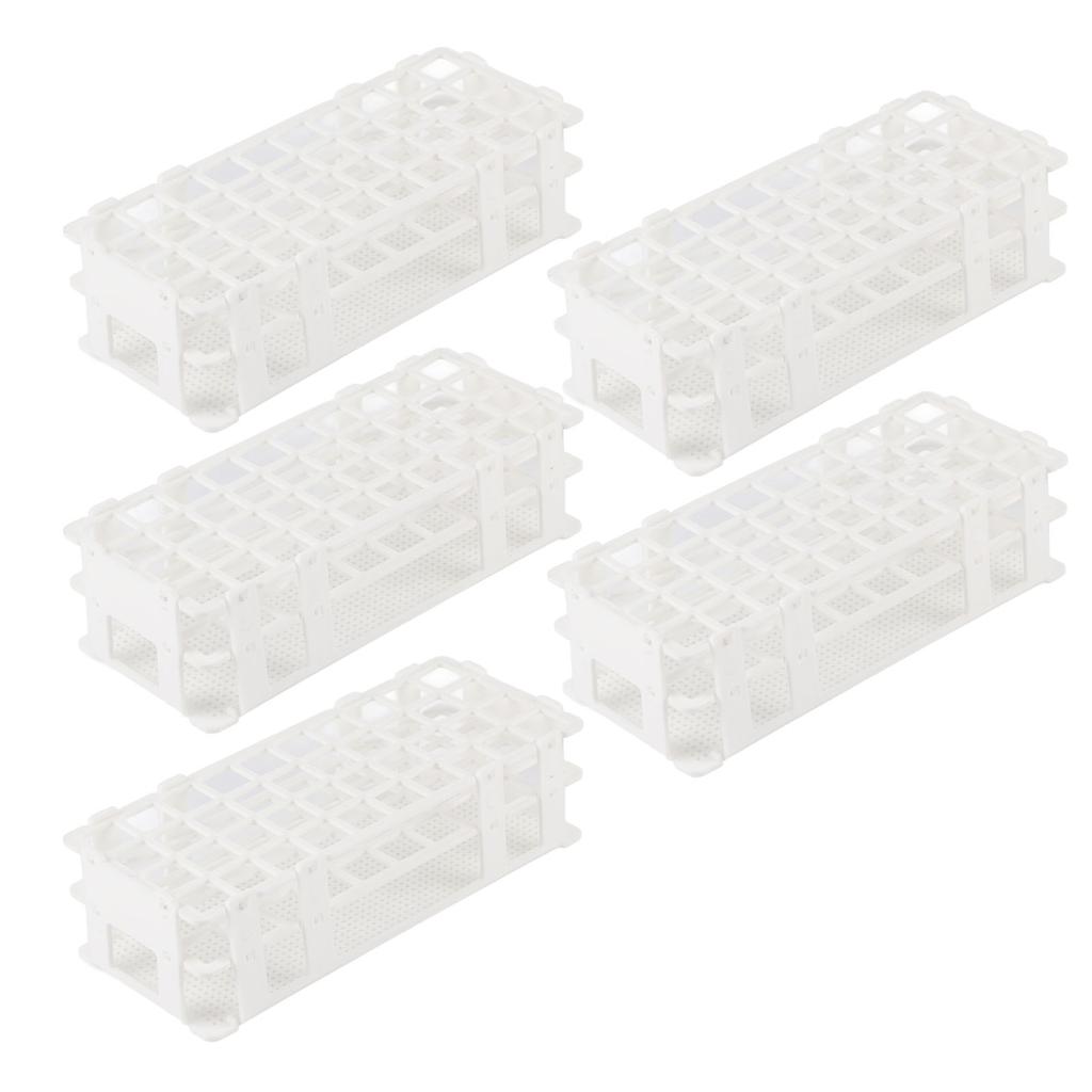 5Set 40‑Hole Plastic Test Tube Rack Assembled Detachable Sample Bottle Rack Holder for Laboratory 20x20mm