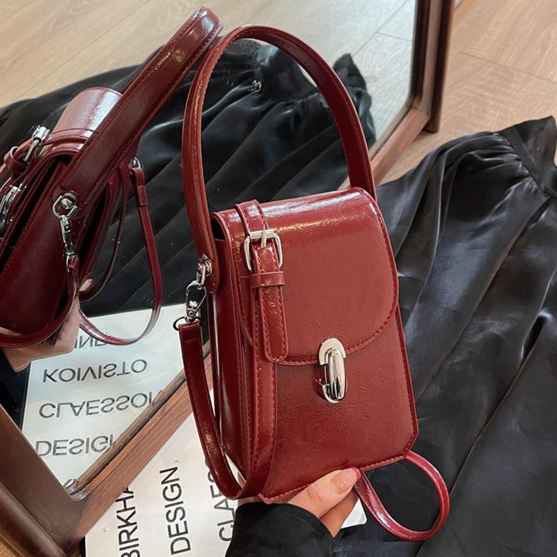 Retro Small Square Handbags for Women 2026 New Fashion Glossy Mini Crossbody Phone Bag Textured Commuting Casual Shoulder Bags