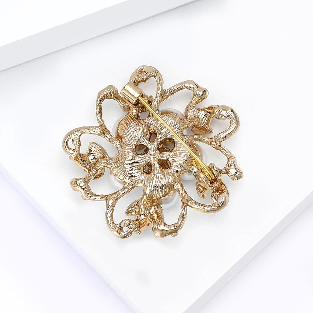 Simulation Pearl Rhinestone Brooch Women's Floral Banquet Party Suit Accessories Jewelry Birthday Gift