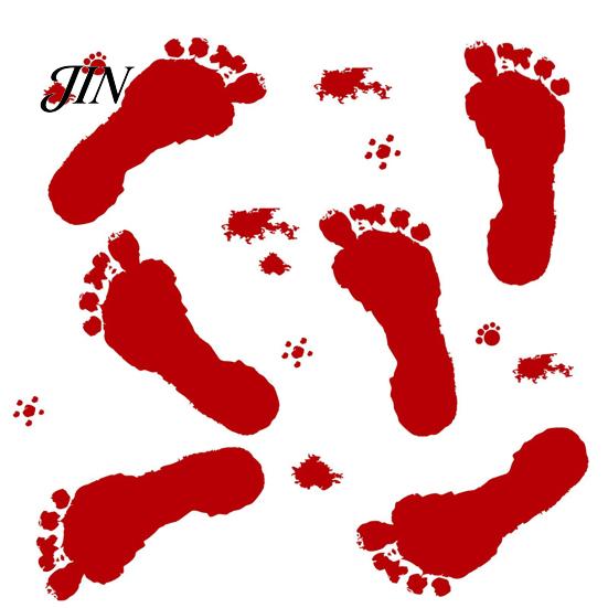 PVC Wall Decal Halloween Blood Handprints/Footprints Stickers, Removable Decals, Spooky Waterproof Damage-free Window DIY Decoration for Living