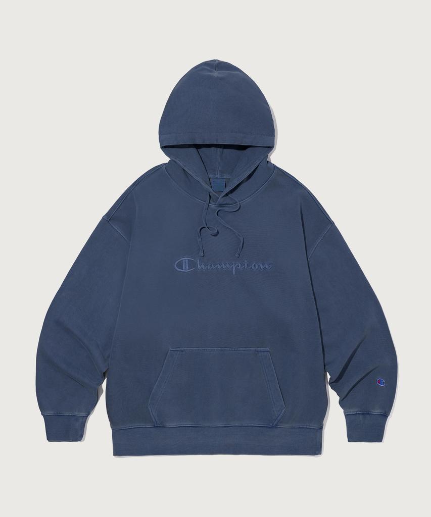 Big Logo Pigment Oversized Hoodie Blue