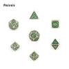 7 Pcs Green Golden Dragon Metal Dice Solid Metal Polyhedral Dice Set Suitable For Role-Playing Dice PropBoard Game Gift