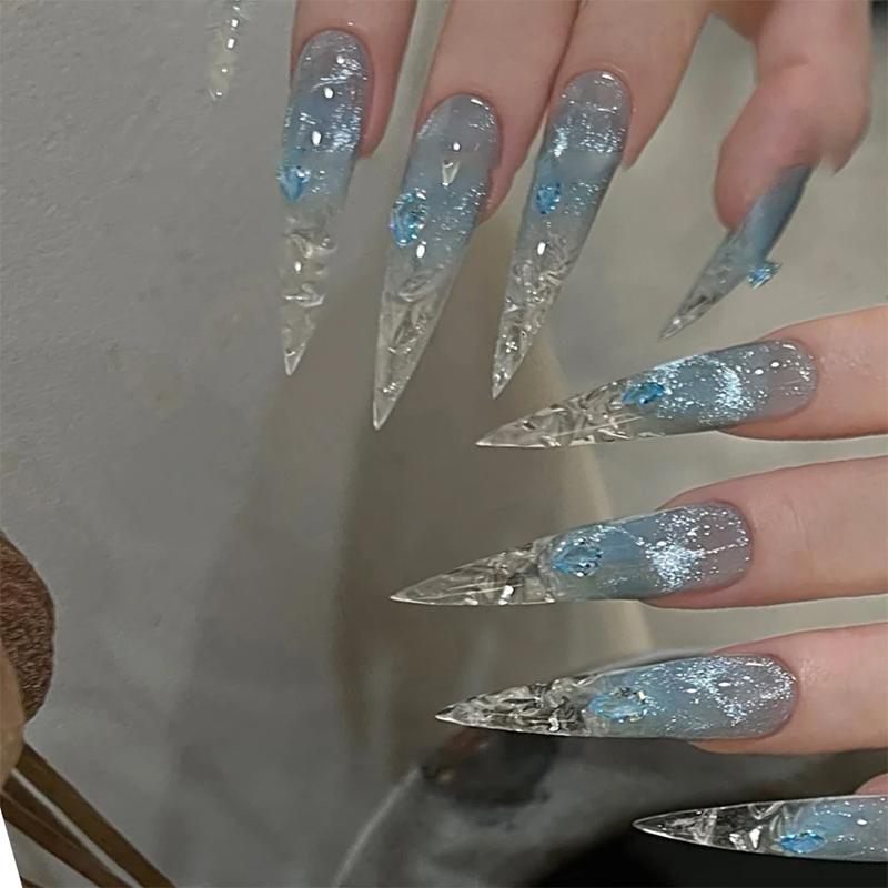 

10 шт. Сверкающие прозрачные синие стразы с плоским дном, украшения для нейл-арта, маникюрные шармы