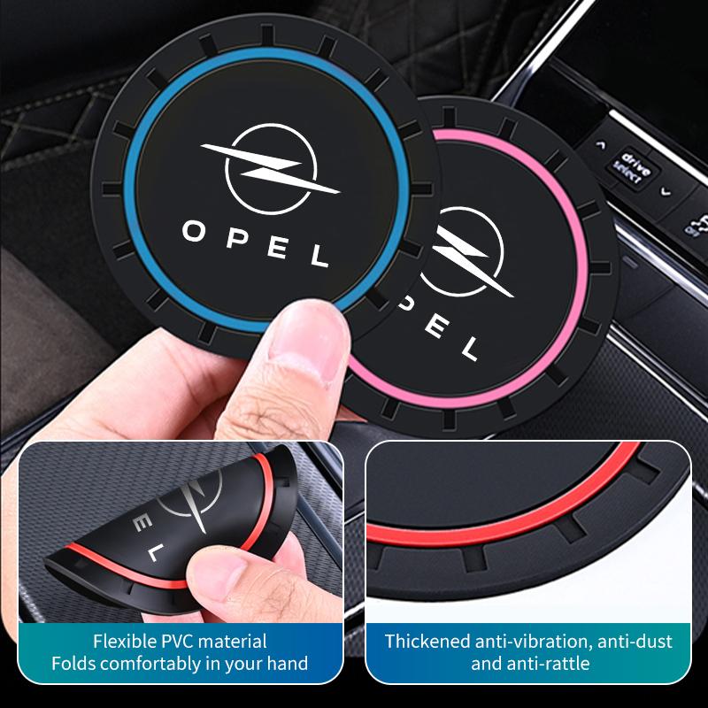 BBGR3 2PCS Car Coaster Silicone Water Cup Slot Non-Slip Mat PVC Pads For Opel Insignia Corsa Zafira Mokka Grandland Antara Ampera