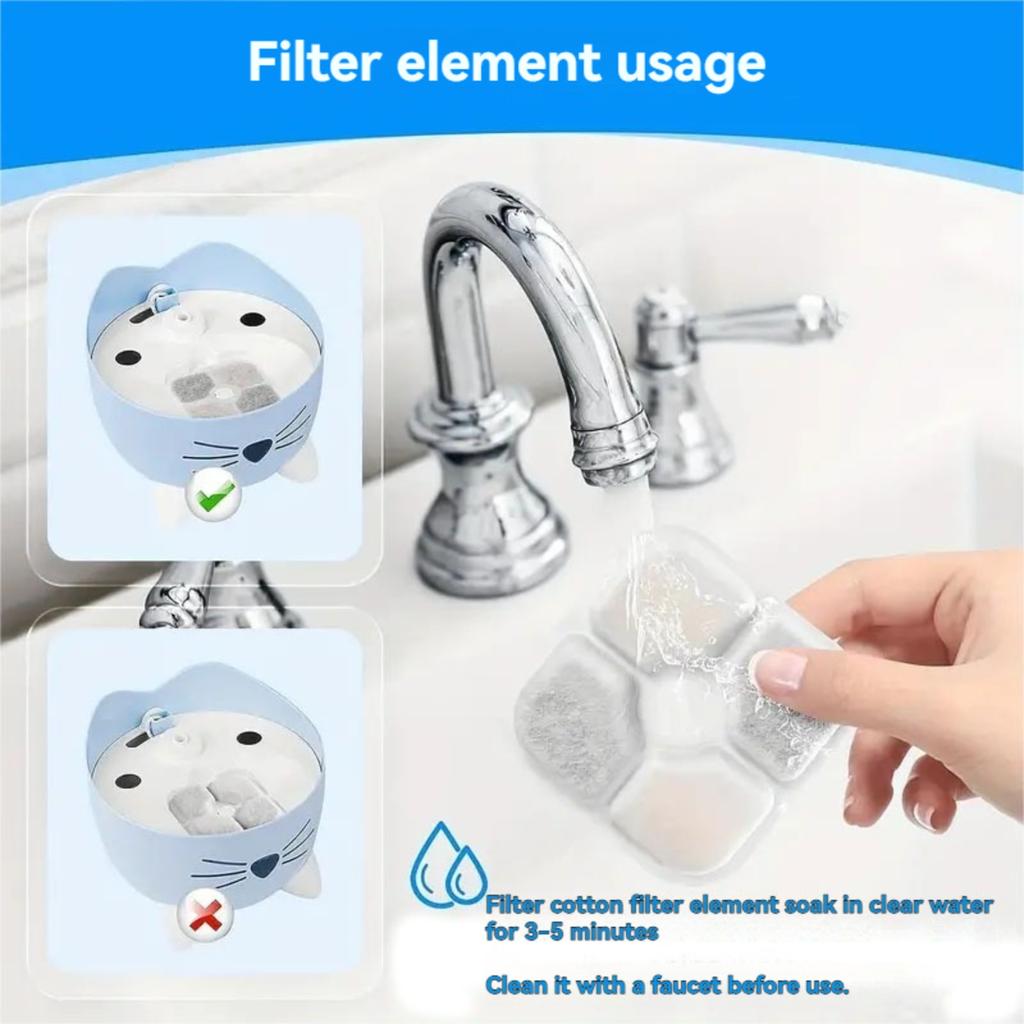16-Pack Replacement Filters for Cat Smart Fountain Pet Water Dispenser Filter 8.5*8.5*0.9CM 16 Pet Filter Cartridges + 2