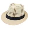 Vintage Strohhut Leinen Kühlender Hut Kurzer Schirm Karierter Schirmstreifen Gestreifte Bar Jazzhut Herren- Und Damenwestern Zylinder