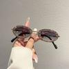 Oval Frame Metal Diamond-encrusted Sunglasses Women's Street Photography High-end Ins Glasses Fashion European and American Trend Sunglasses