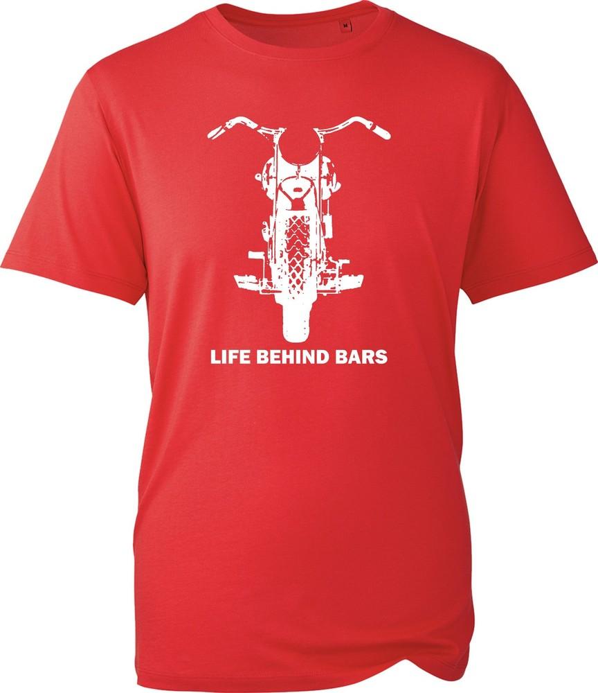 Motorcycle Unisex T Shirt Life Behind Bars Biker Graphic Tee Black Chopper Top S
