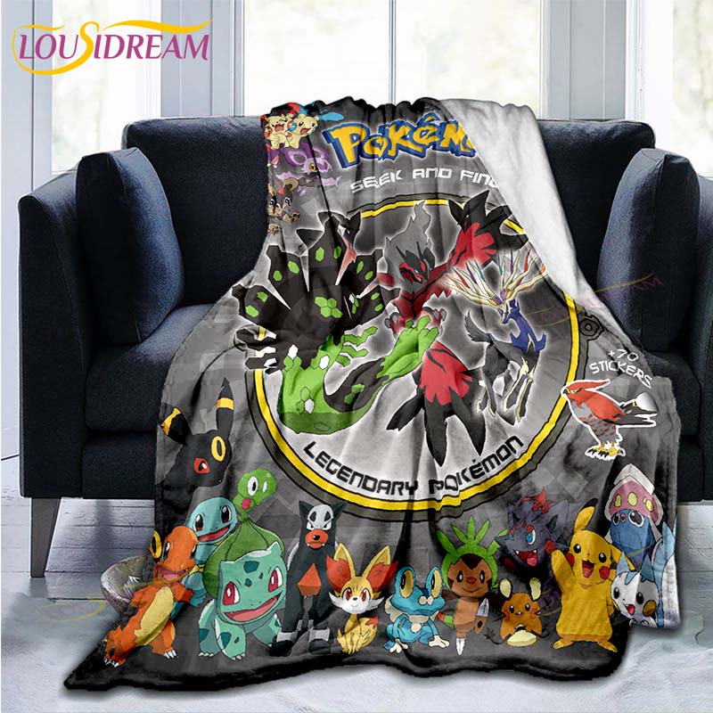 Manta decorativa con estampado de Pokémon, funda de edredón para sofá, ropa de cama de viaje, manta decorativa, manta de franela, colcha, mantas del Grinch