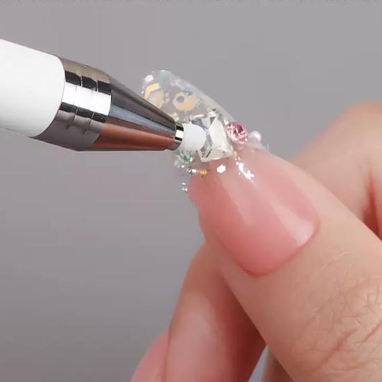 1 Zestaw Narzędzie do Podnoszenia Cyrkonii z Wkładami DIY Zdobienie Paznokci Cyrkonie Malowanie Dekoracja Kropkowanie Wymienny Woskowy Pisak Obrotowe Narzędzia do Podnoszenia Cyrkonii