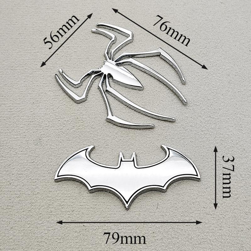 3D Metal Car Sticker Spider Bat Logo Chrome Badge Auto Emblem Decal Car Styling Decoration Auto Exterior Universal Accessories