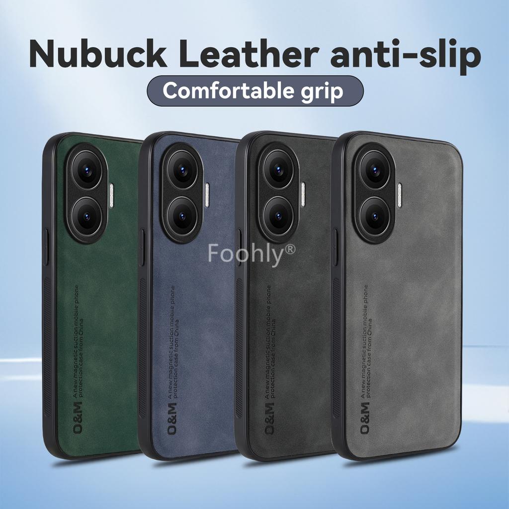 Nubuck Leather Magnetic Case for Xiaomi Poco F7 5G Protective Cover Shockproof Back Shell Coque Capa Fundas