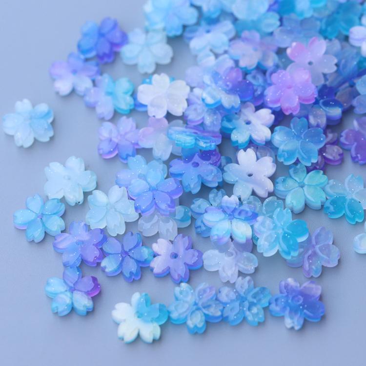 10-50pcs 12mm Resin Flower Petal Beads Sakura Charms Pendants Loose Spacer Bead for DIY Jewelry Buttons Hairpin Handmade