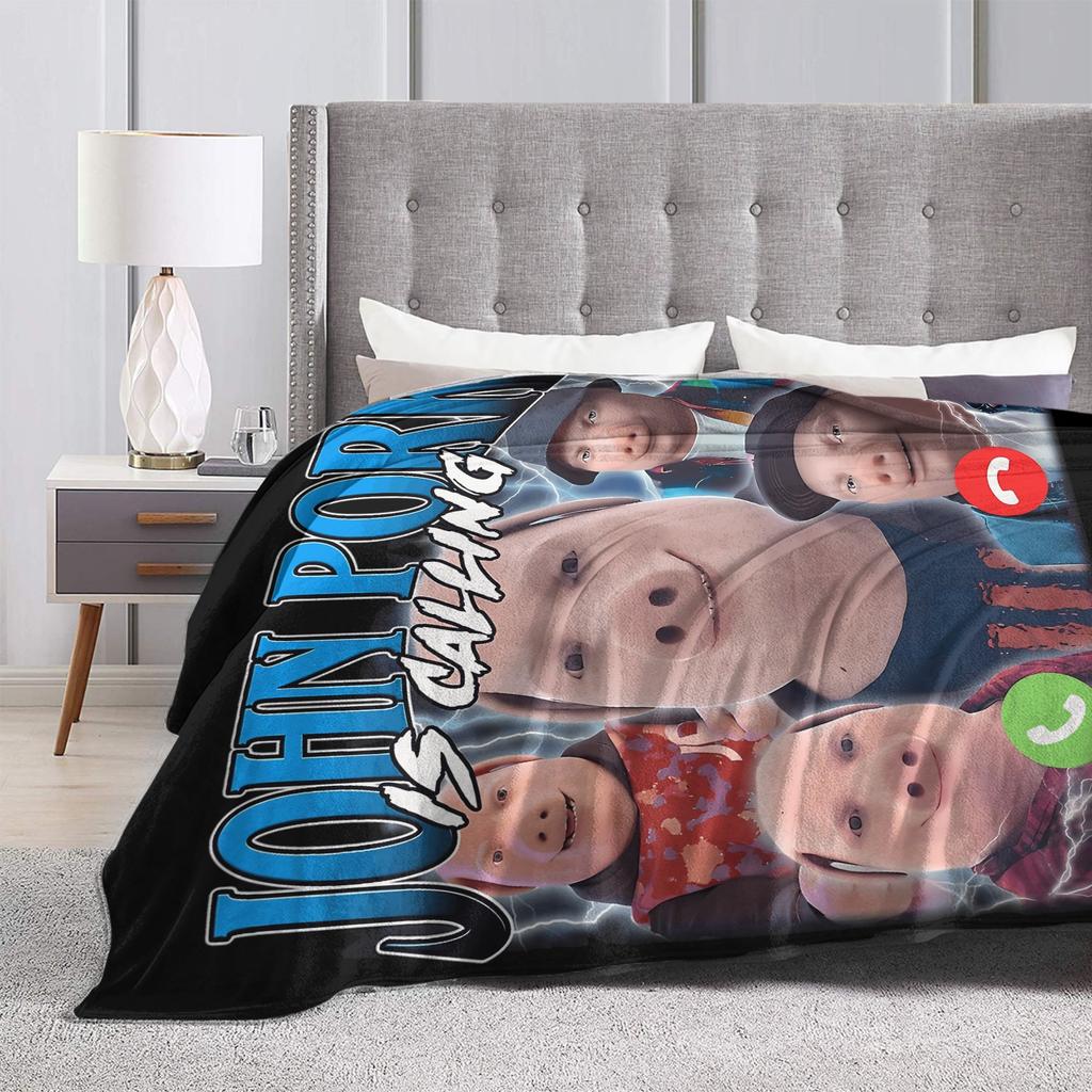 John Pork Vintage Retro Design Warm Blanket  Picnic Plush Throw Blanket Novelty Living Room Flannel Bedspread Sofa Bed Cover