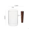 Wooden Handle Glass Mug Heat Resistant Clear Tea Cup Easy to Clean Coffee for Office, Home