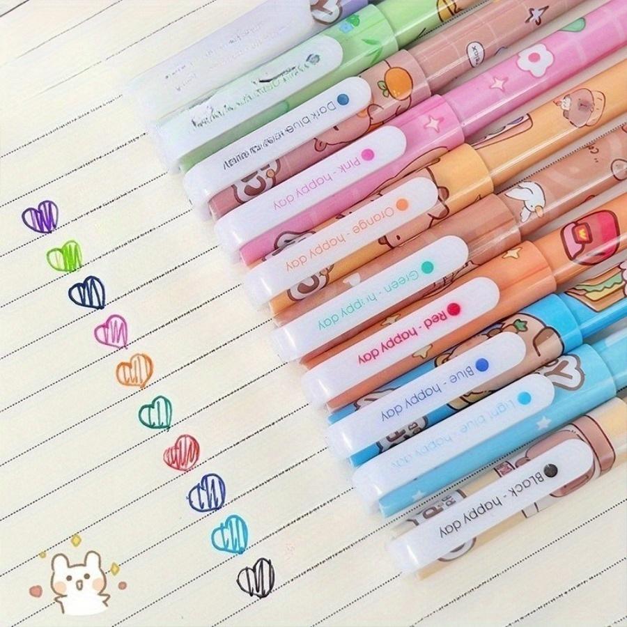 10 PCS Cartoon Capybara 10 Colors-Ink Pen 0.38mm  Neon Glitter Markers Drawing Card Back School Handmade Doodle Drawing Taking Notes In Class