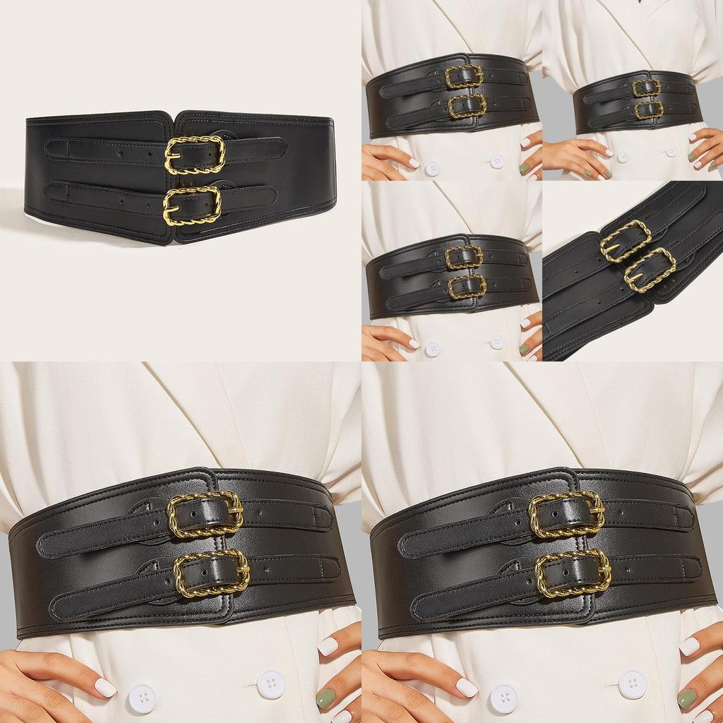 Vintage Women Elastic Waistband Waist Cincher With Double Button Buckle Twist