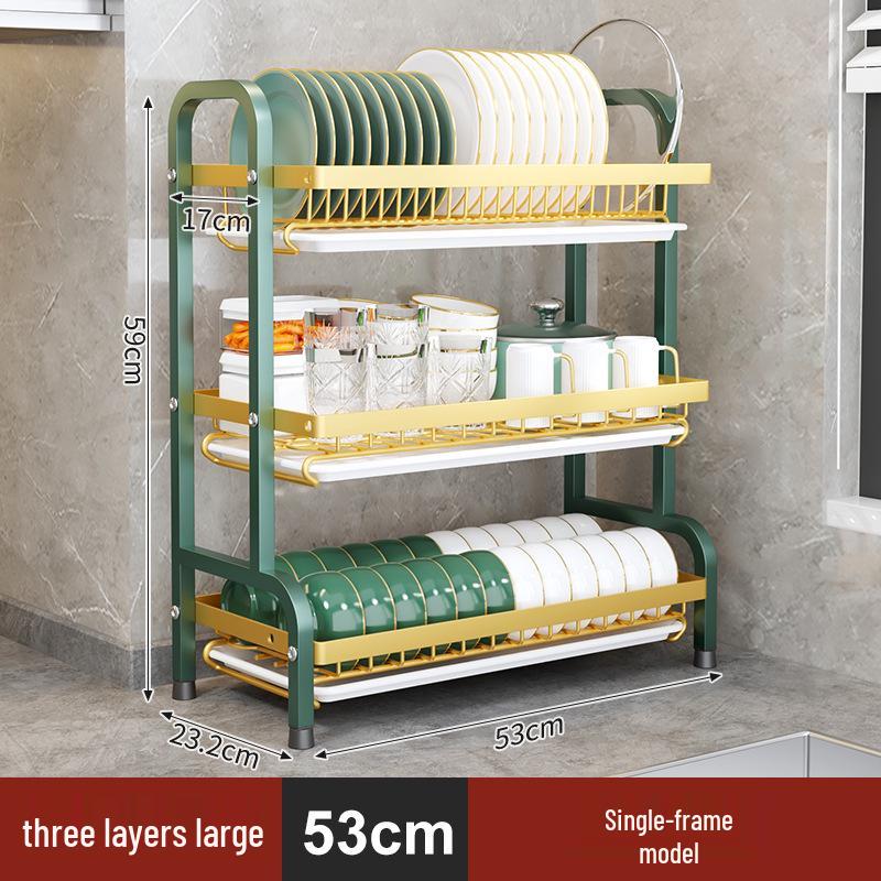 Multi-functional Stainless Steel Kitchen Bowl and Dish Storage Rack with Chopsticks Holder