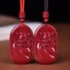 Authentic Natural Cinnabar Zhong Kui Pendant Necklace - Men's Charm Accessory