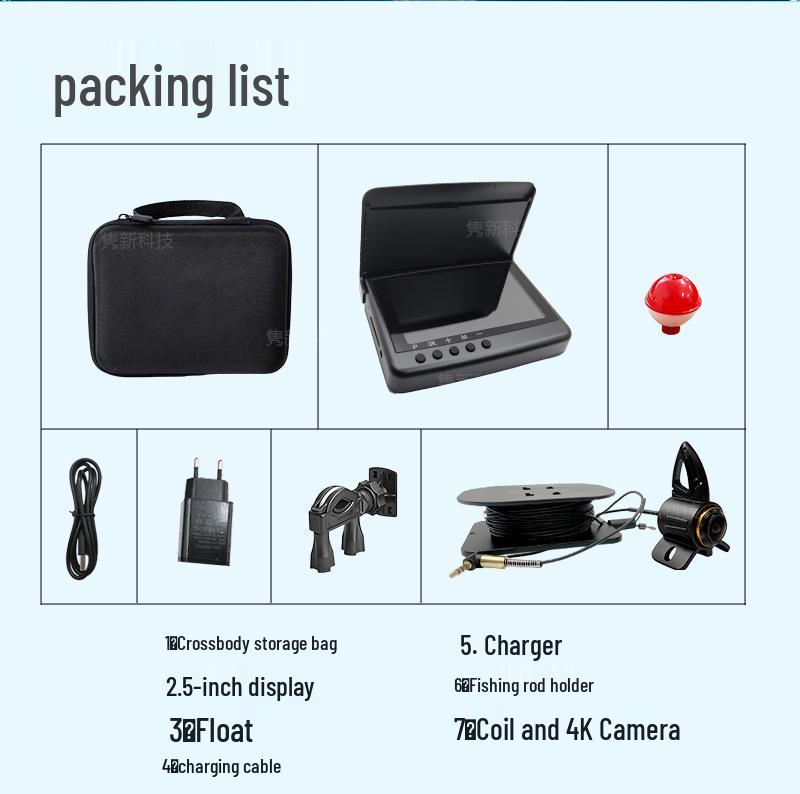 Underwater HD Night Vision Fish Finder Camera with Display and Video Recording