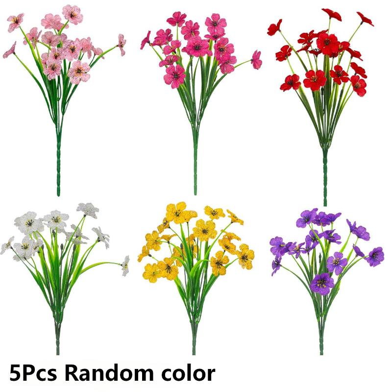 

5Pcs Artificial Violet Flowers Fake Flowers Plants Bouquet For Home Garden Wedding Decoration Indoor Outdoor Party Decor разноцветный