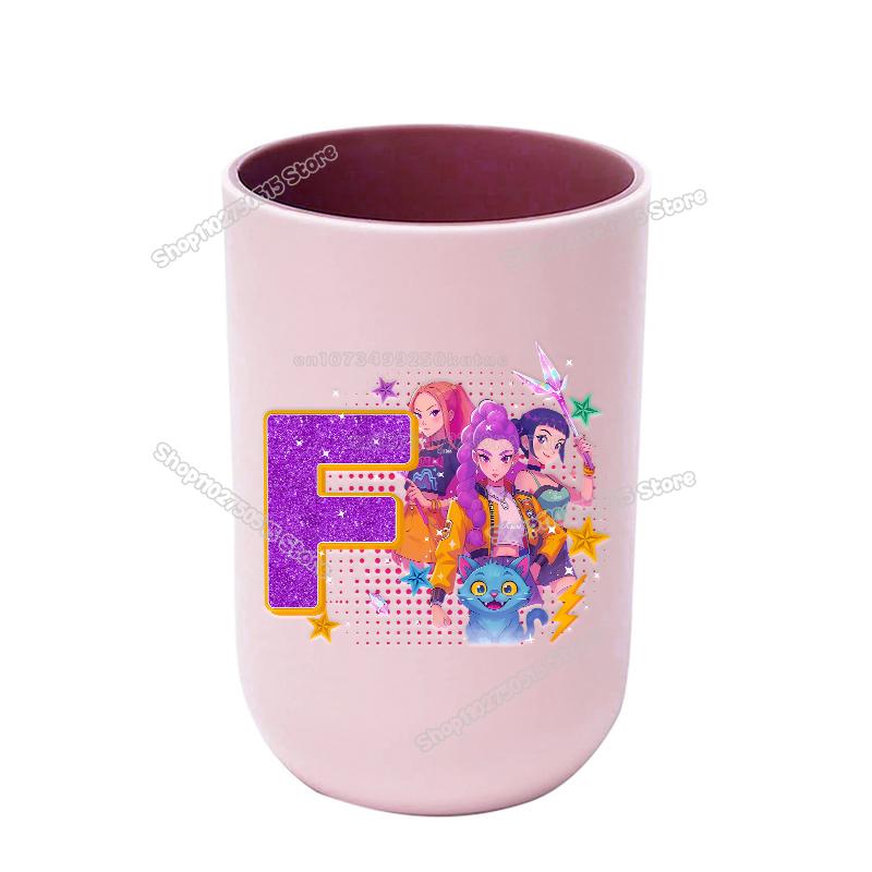 KPop Dämonenjäger Buchstabe A-Z Kinder Zahnbürstenbecher Rumi Mira Zoey Mädchen Mundspülbecher Trinkbecher Badezimmer Zahnbürstenhalter