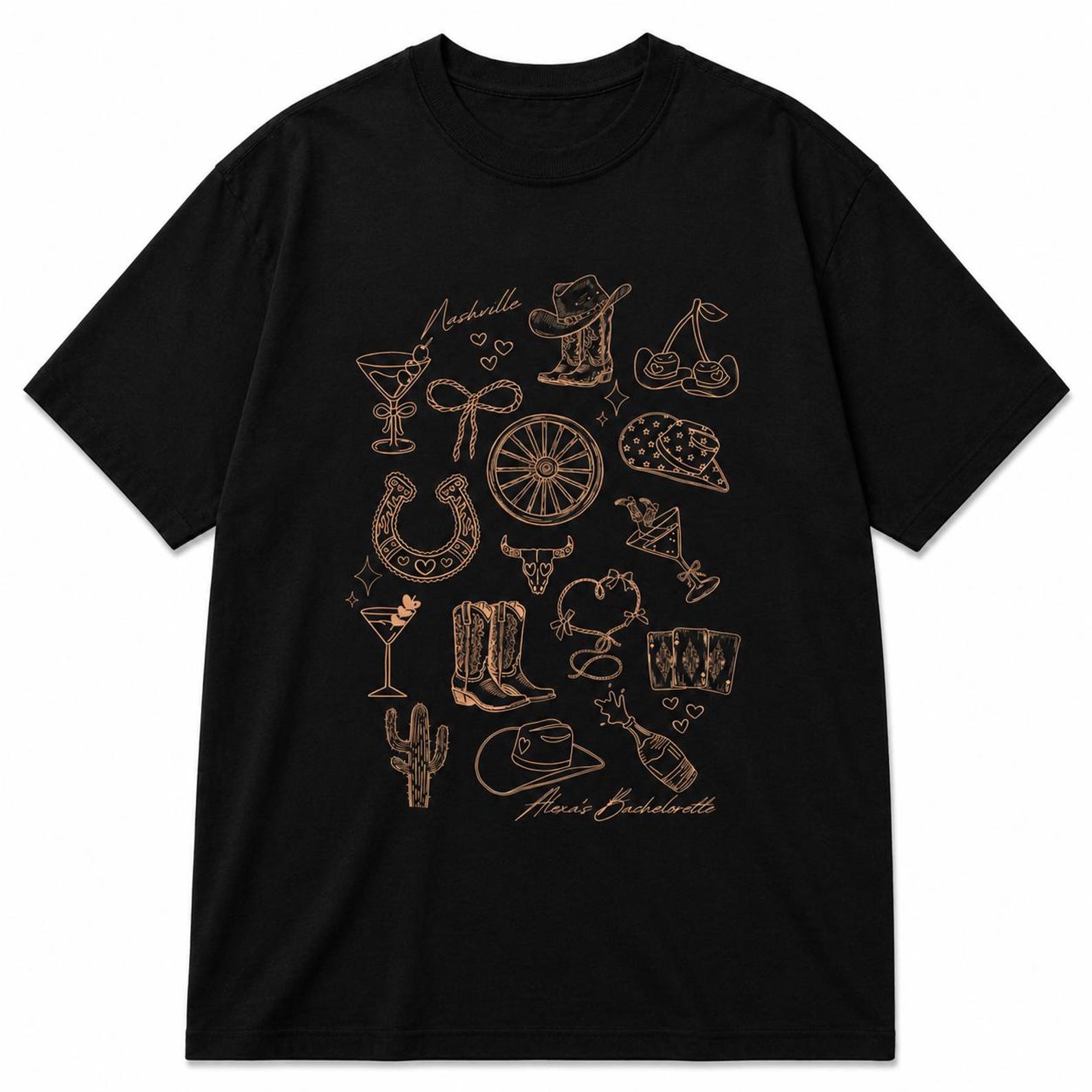 Nashville Bachelorette Western Cowgirl Graphic Tee, Country Concert Outfit 2XL