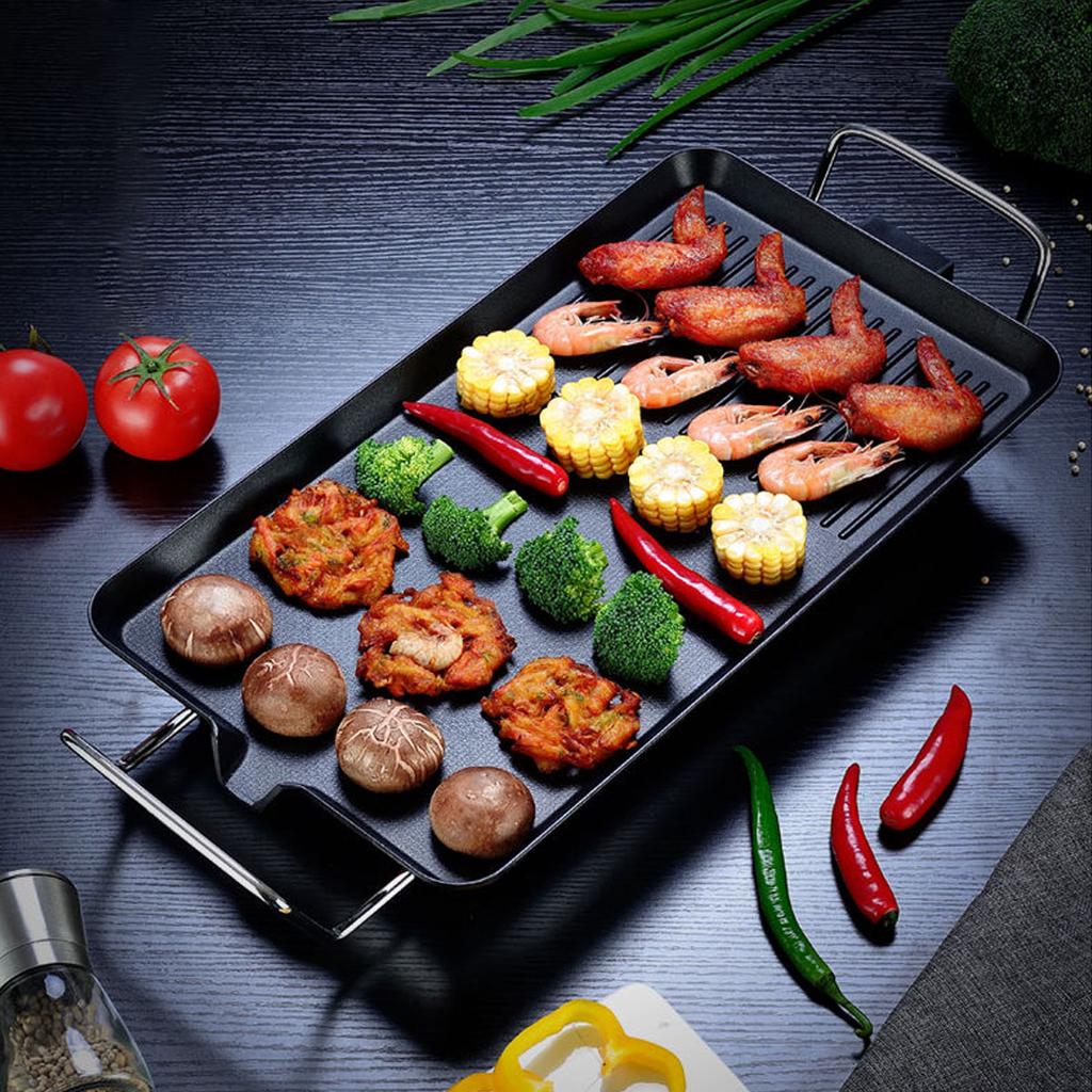 Buy 220V 41x23cm Electric Nonstick BBQ Grill Barbecue Oven Roasting Pan ...