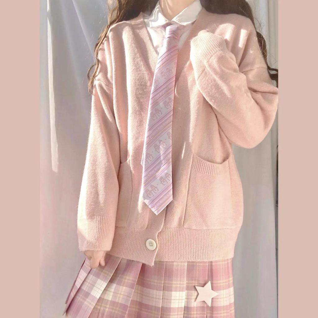 Knit Cardigan Long-sleeved Jk Women's Jacket College Style Sweet School Supply Fall and Winter Models Sweater Women
