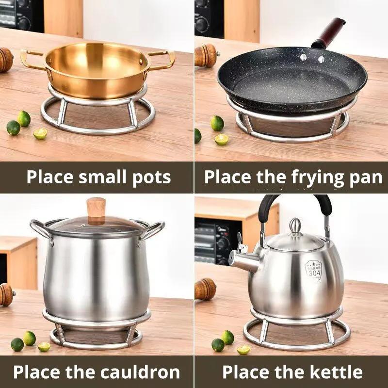 1pc Stainless Steel Round Shape Kitchen Pot Support Steamer Rack Heat Resistant Steaming Rack Organizer Stand Kitchen Accessorie