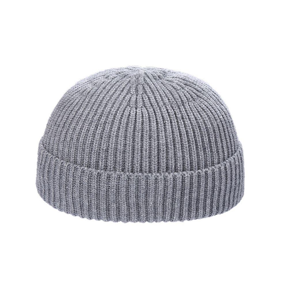 Solid Color Melon Hat Korean Style Beanie Hats Men Docker Cap Knitted Brimless Hat Women Skullcap серый