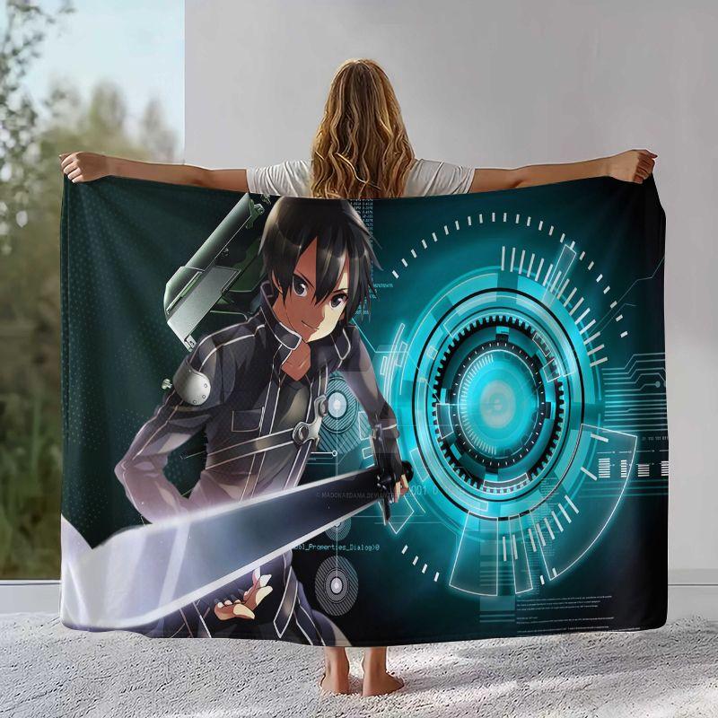 Cartoon Sword Art Online SAO Novel Flannel Blanket,Ultra Soft Warm Plush Throw for Home Bedroom Bed Sofa Camping Picnic gift