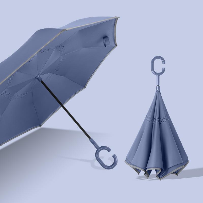 New 8-bone creative hands-free double-layer straight rod reverse umbrella car long handle reverse umbrella umbrella